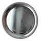 Silver-plated metal dish with a 1980s pattern.