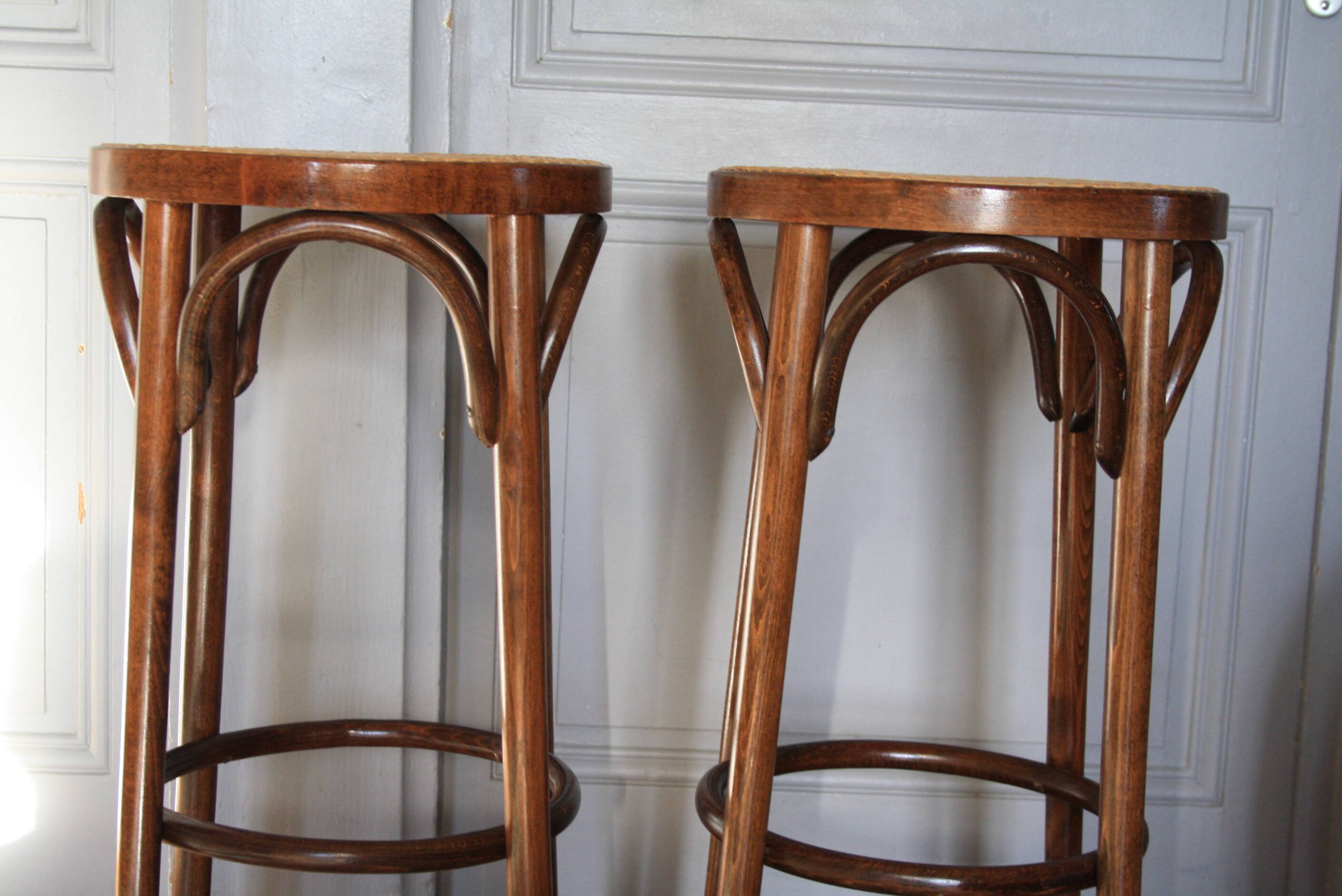 high cane and wood stool