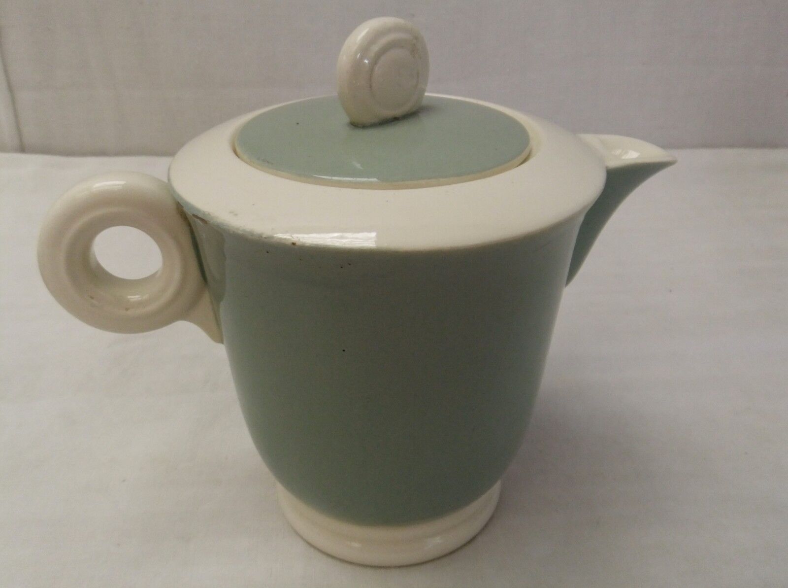 Digoin Sarreguemines almond green vintage Art Deco earthenware coffee set