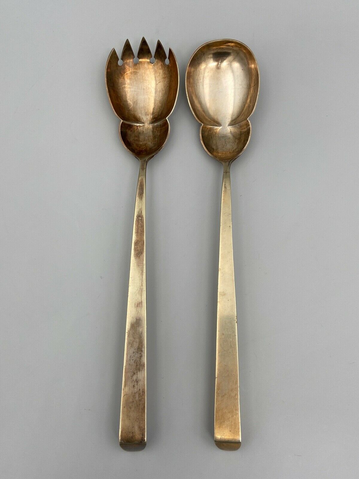 Pair of cutlery silver and vermeil poincon cupid