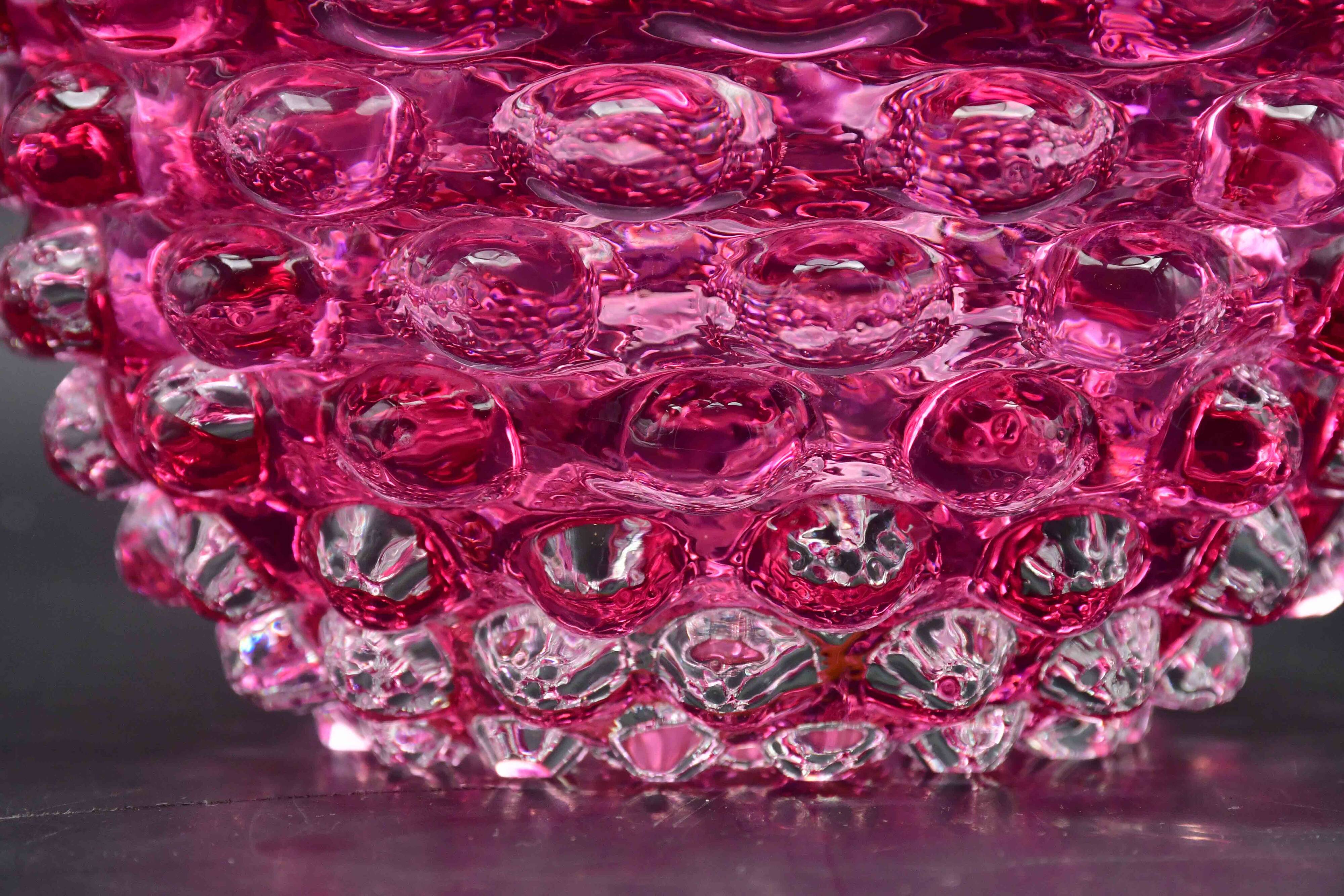 Rare pink Barovier e Toso Bugnato vase