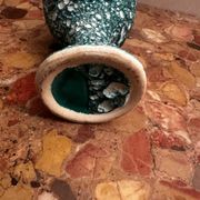 Pitcher/ Ceramic vase sea foam green and red glazed