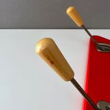 Red mid century coat rack