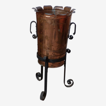Umbrella door or plant holder copper and forged iron