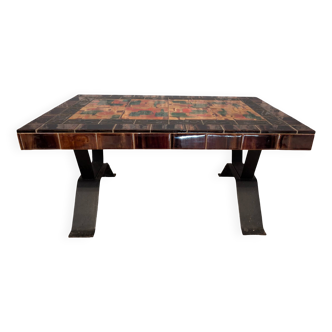 Coffee table in glazed ceramic tiles from the 60s/70s