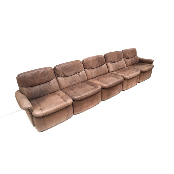Canapé vintage en cuir composé de 5 éléments fabriqué dans les années 1970