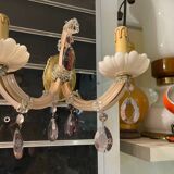 Lot de 2 appliques en verre opalin rose