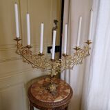 Antique bronze and brass candelabrum, large model, 19th century candlestick.