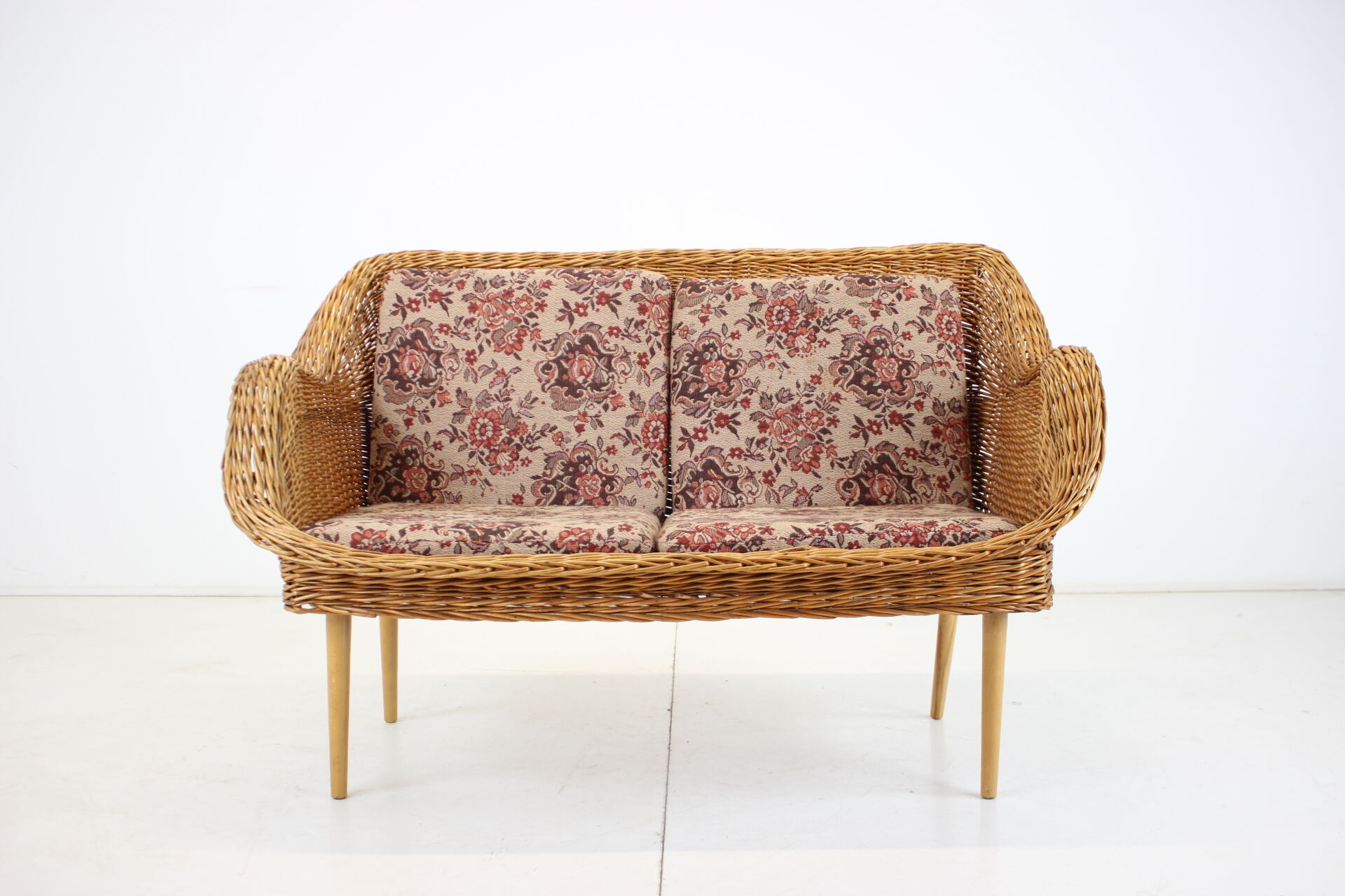 1970s Two-Seater Rattan Sofa by Uluv, Czechoslovakia