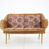 1970s Two-Seater Rattan Sofa by Uluv, Czechoslovakia