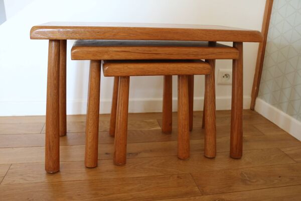 3 tables gigogne hêtre clair Meubelfabriek Oisterwijk