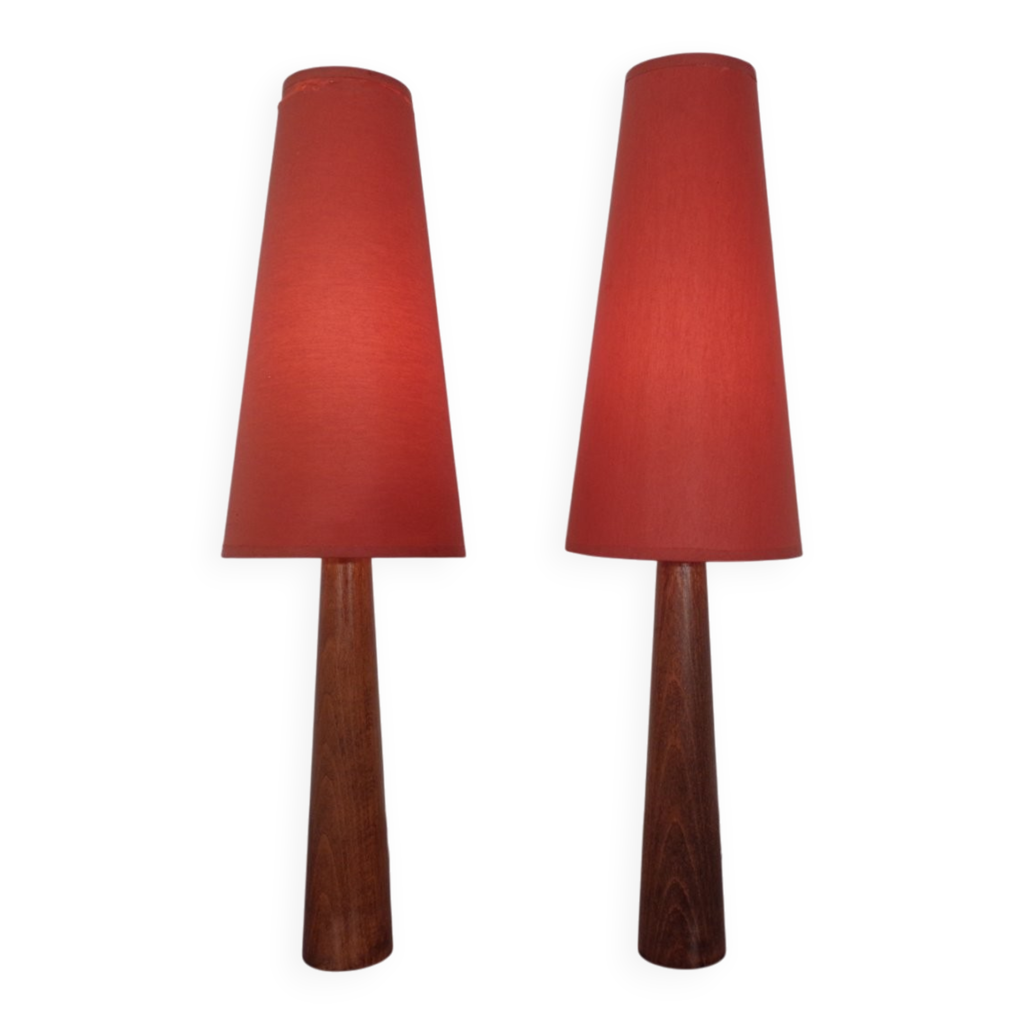 Mid-Century Filigree Danish Teak Table Lamps, 1950s, Set of 2