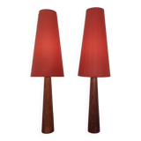 Mid-Century Filigree Danish Teak Table Lamps, 1950s, Set of 2