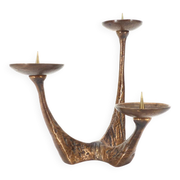 Vintage brutalist bronze candlestick Kunsthaus Kopp 1960s