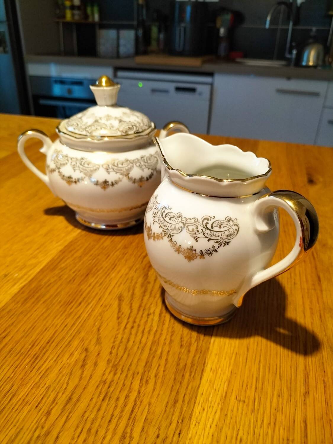 Sugar bowl and milk jug French porcelain FD