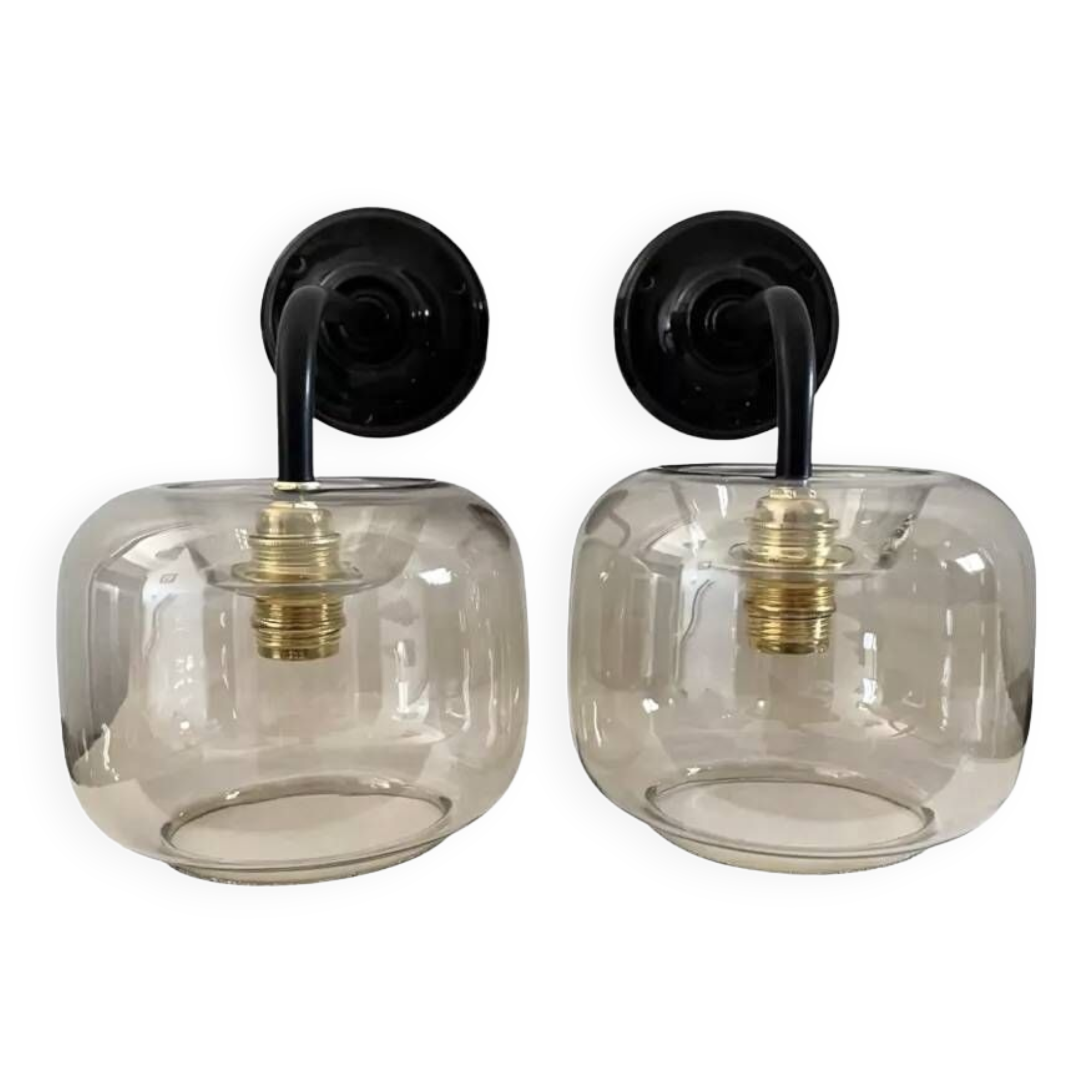 Pair of vintage smoked glass wall lights
