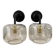 Pair of vintage smoked glass wall lights