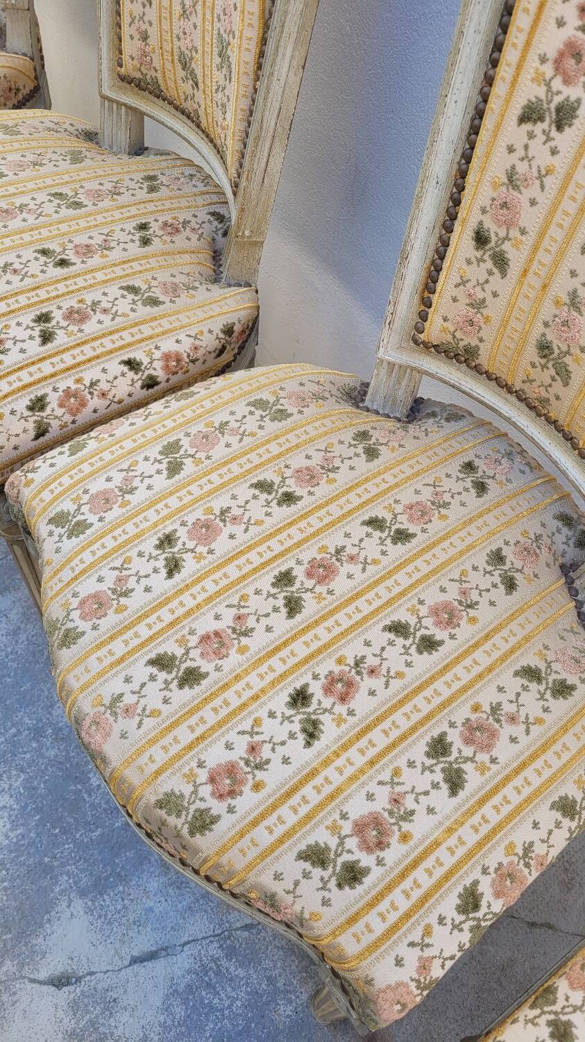 Series of 4 old Louis XVI style chairs