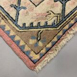 Old Turkish Milas Rug 212x122 cm old vintage carpet Ushak Region Pink Beige Blue