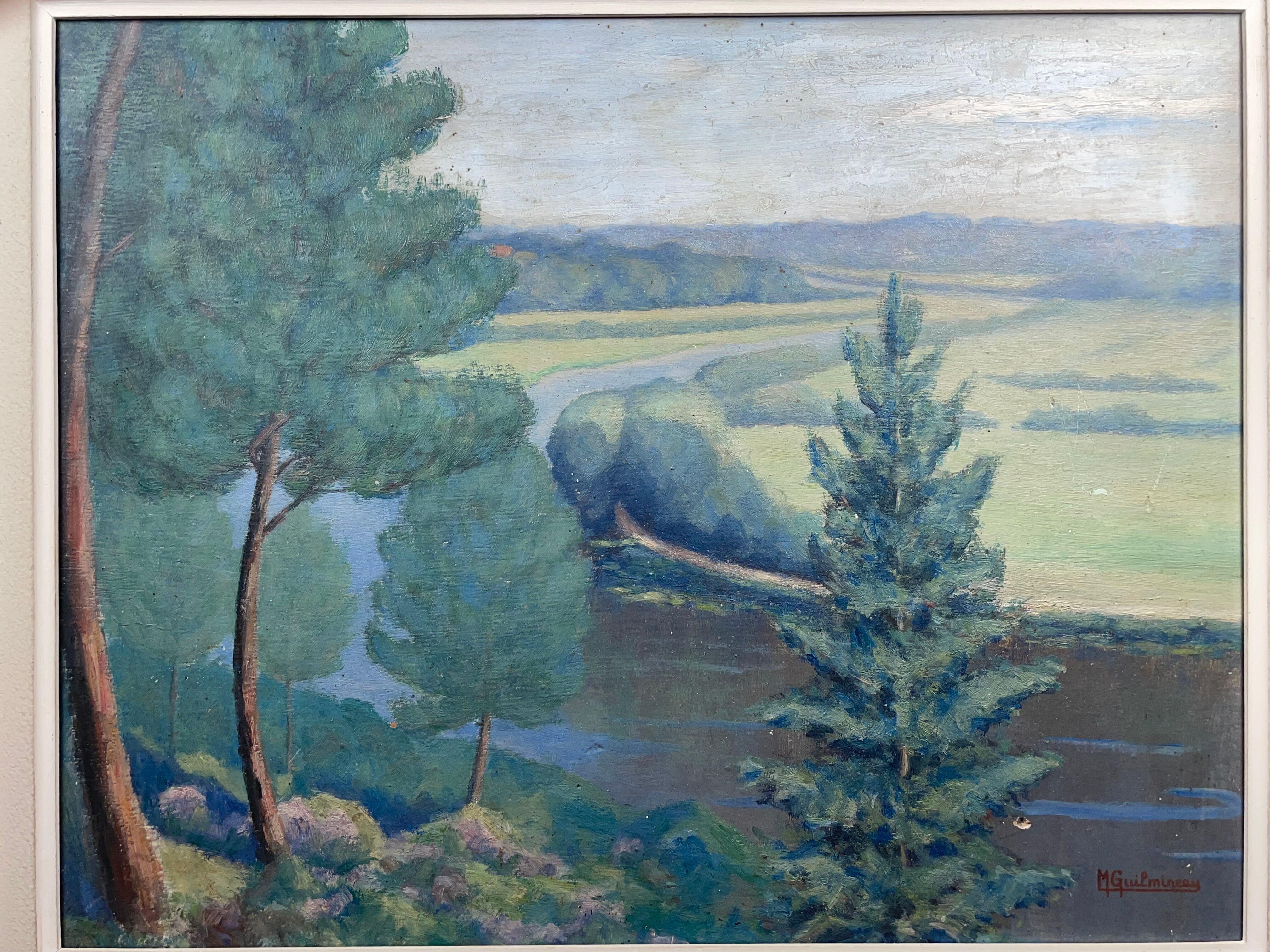 Painting M.Guilmineau Painter Vendée, Deux Sèvres, Green Venice, Coulon ....