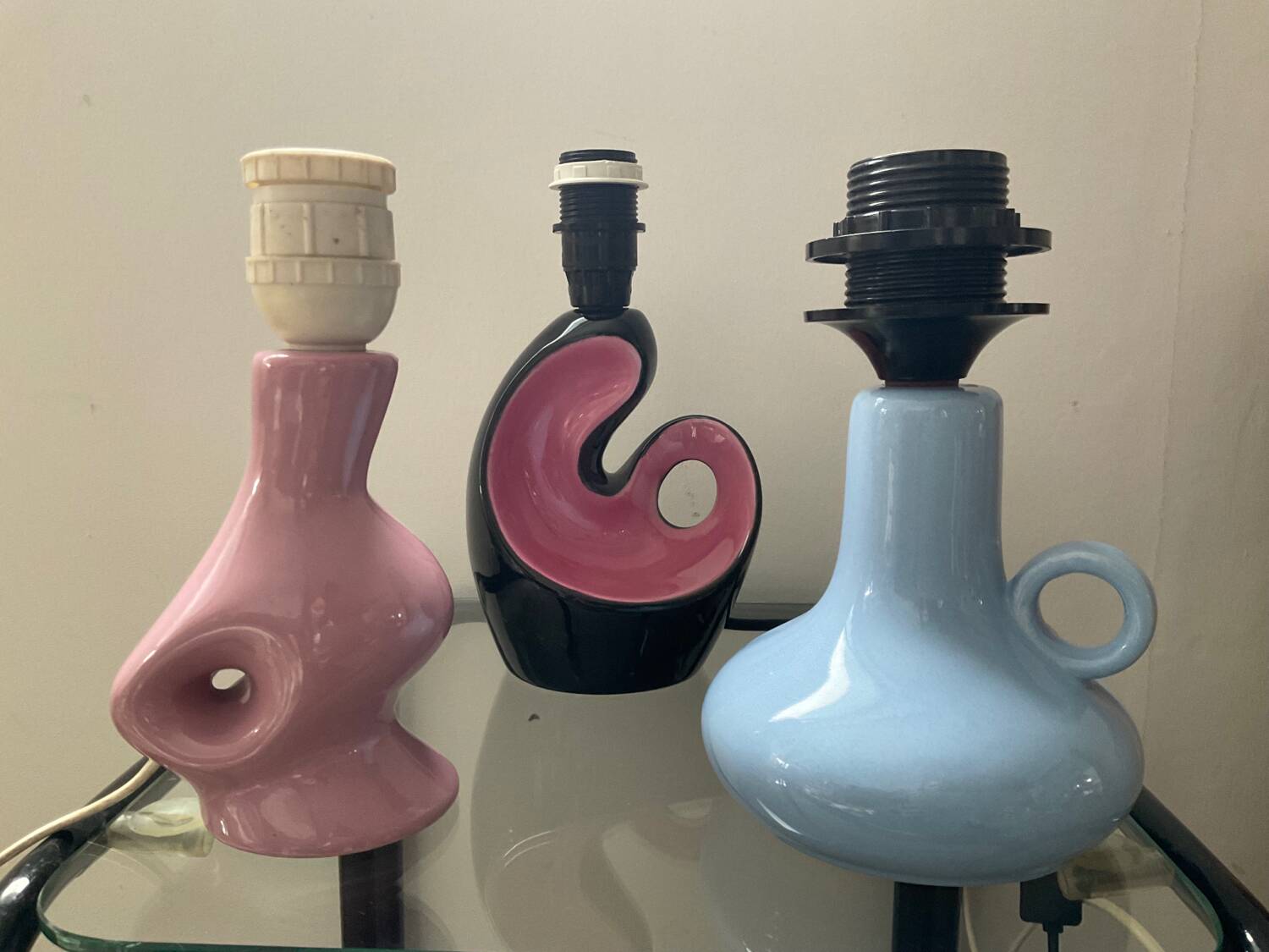 Trio of vintage ceramic lamp bases