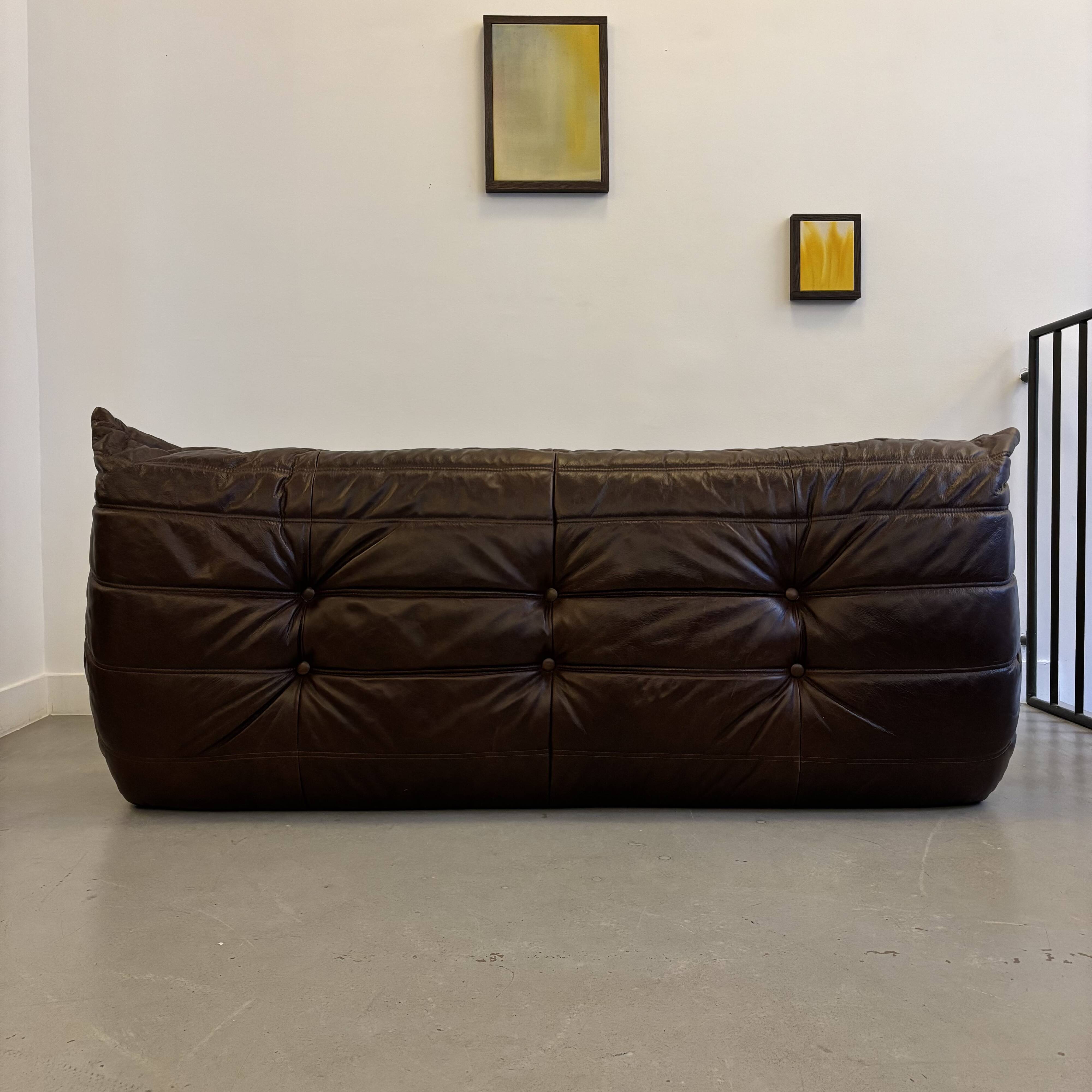 Togo 3-seater leather chair by Michel Ducaroy