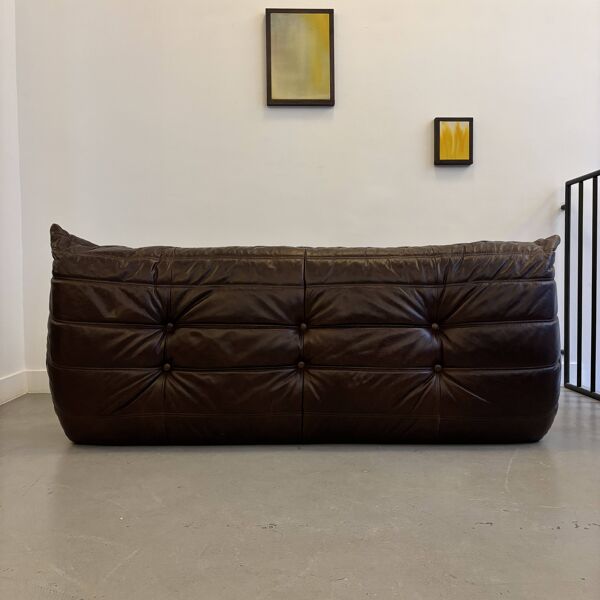 Togo 3 places en cuir par Michel Ducaroy