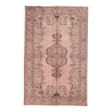 Tapis Vintage Kilim Rose Poudré Motifs Anatoliens, 176x282