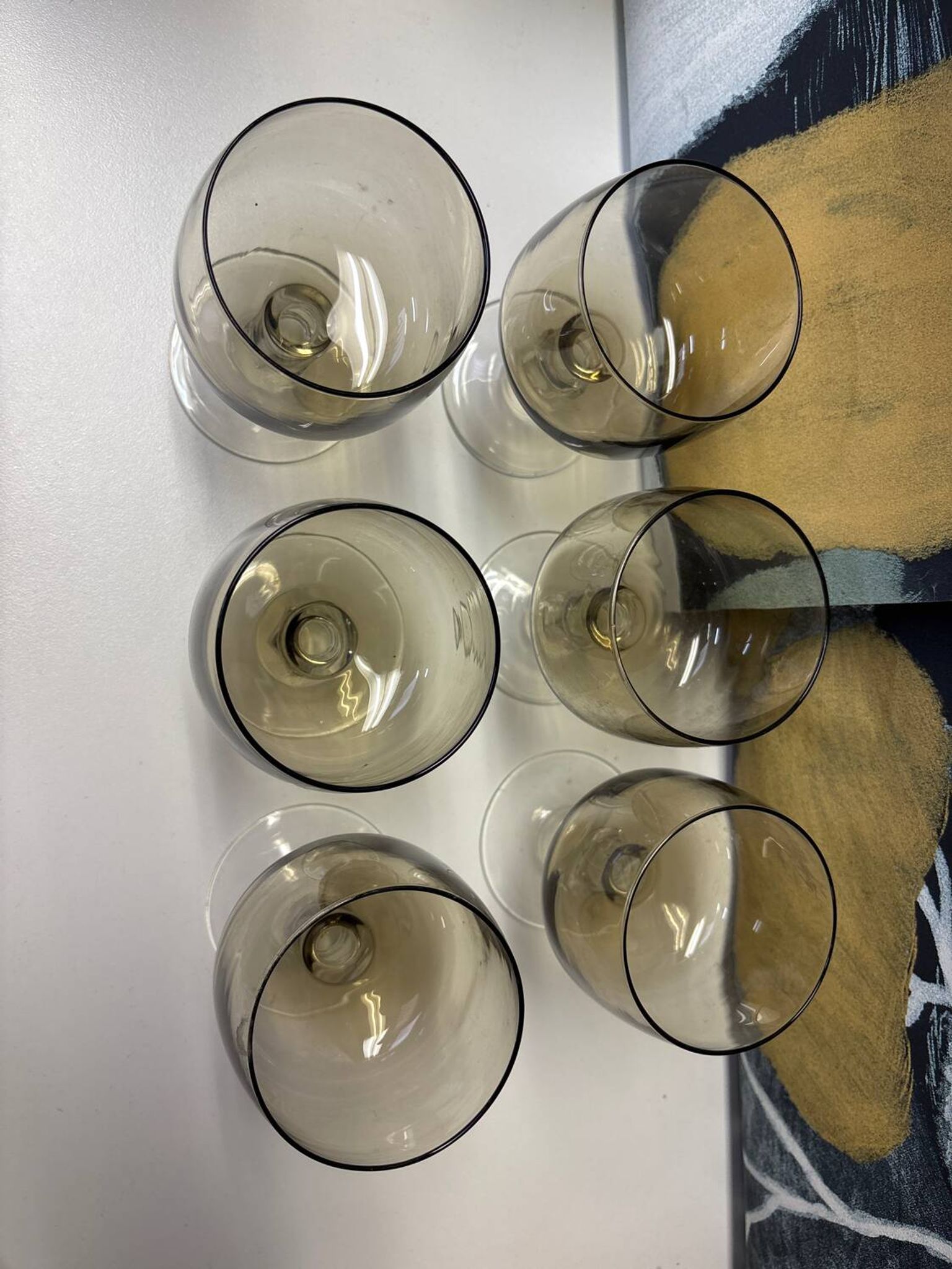 Set of 6 vintage smoked glass glasses