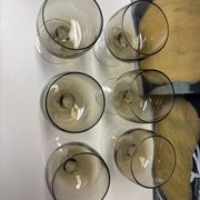 Set of 6 vintage smoked glass glasses