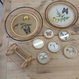 6 coasters and 2 Japanese trays