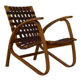 Fauteuil en bois de hêtre courbé, design Jan Vaněk, années 1930.