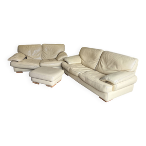 Lot de 2 canapés et - pouf