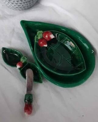 Decorative earthenware set with radish motif – vintage