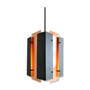 Suspension vintage triangulire en cuivre
