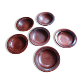 6 assiettes anciennes en terre cuite vernissées tournées à la main