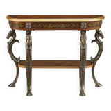 Masterpiece Floral Demilune Console Table with Horse Head Legs by Powell