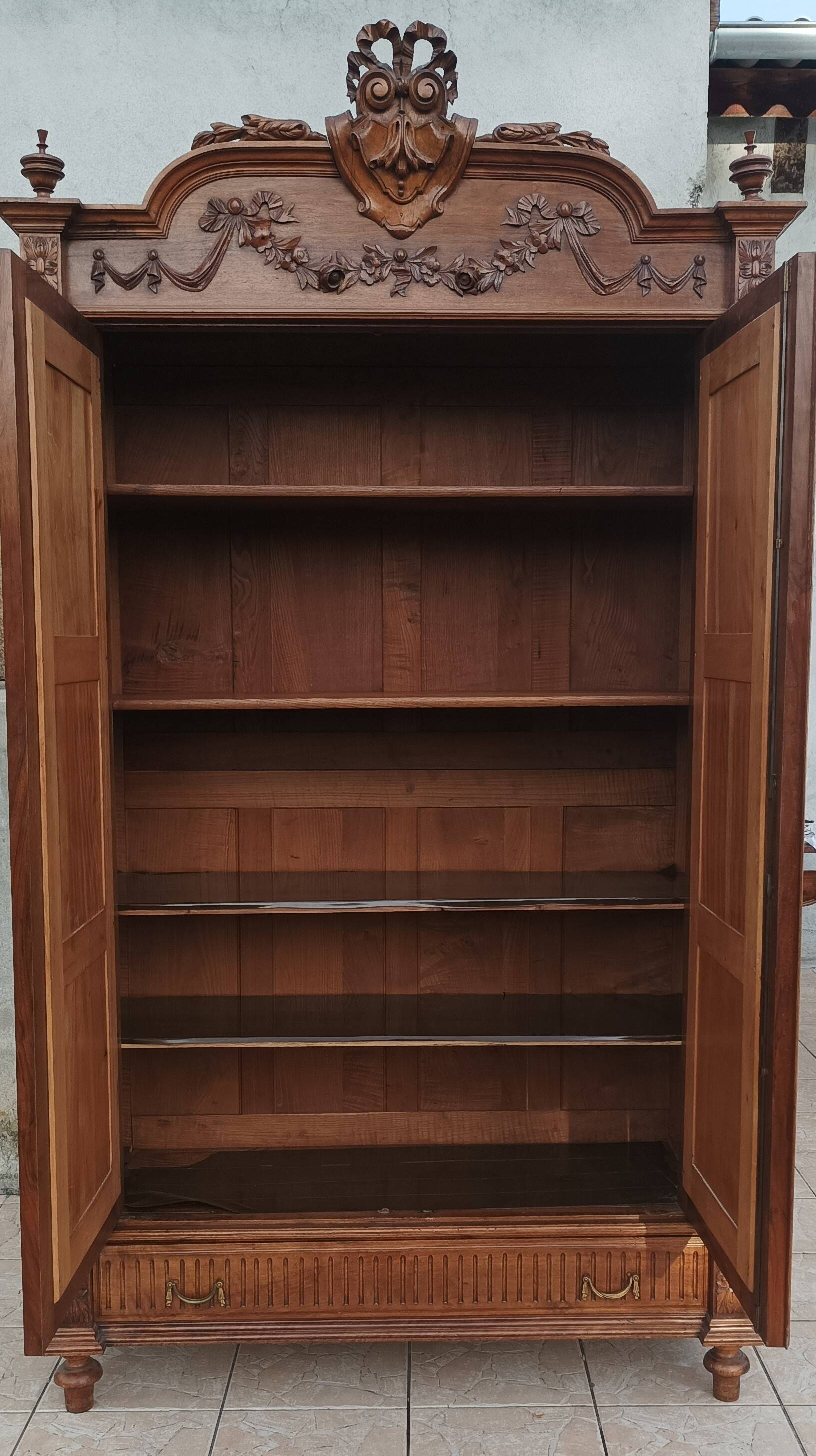 Louis XVI two-door walnut wardrobe