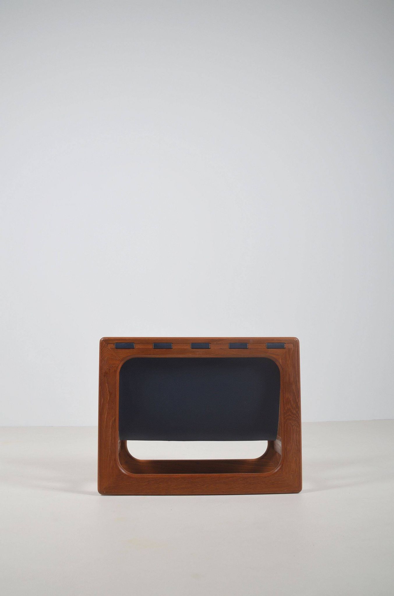 Danish magazine holder in teak and leather by Salin Møbler, 1970s