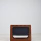 Danish magazine holder in teak and leather by Salin Møbler, 1970s