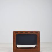 Danish magazine holder in teak and leather by Salin Møbler, 1970s