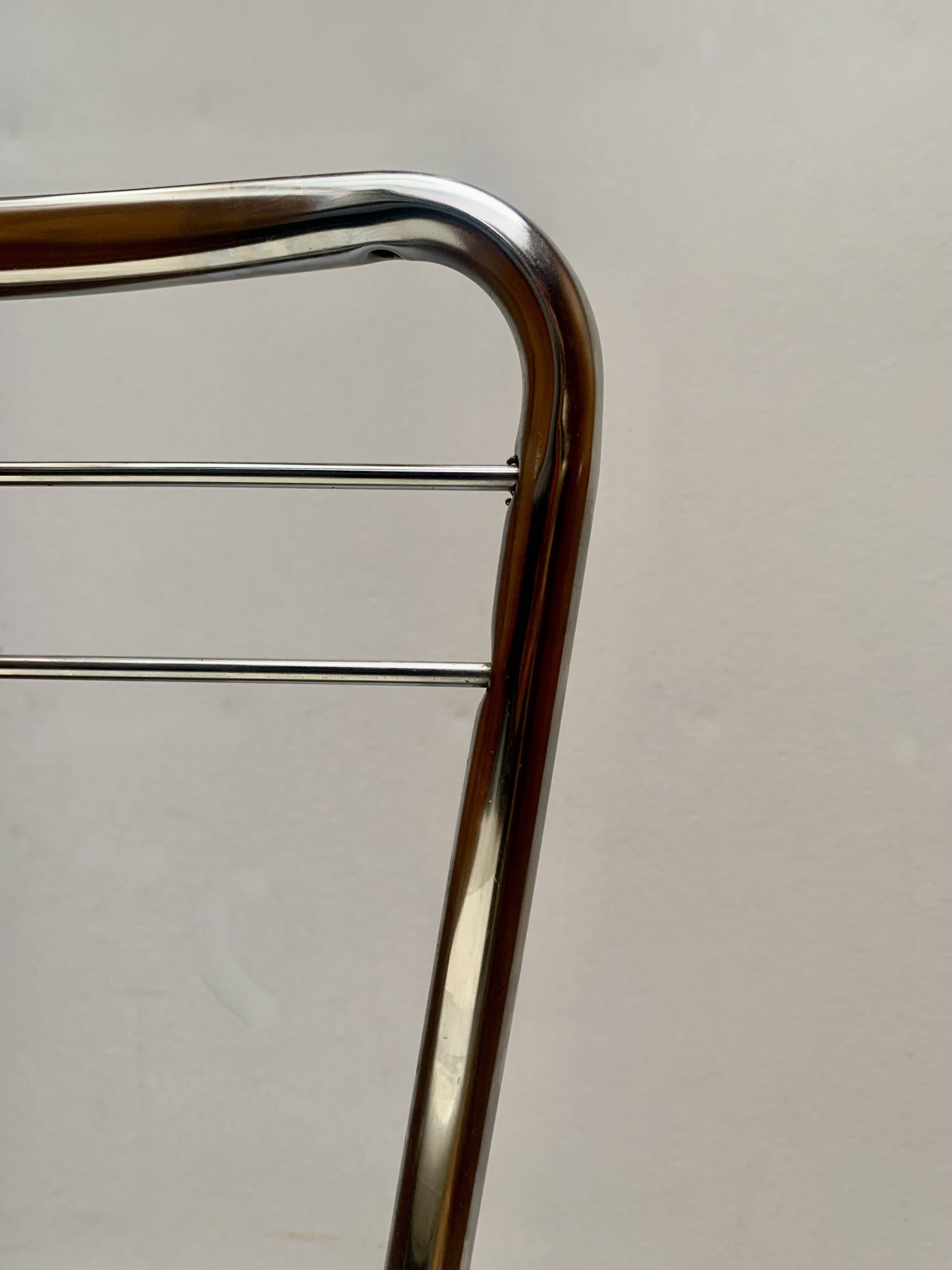 Vintage cosco step stool chair in chrome steel and white skai