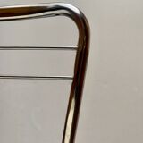 Vintage cosco step stool chair in chrome steel and white skai