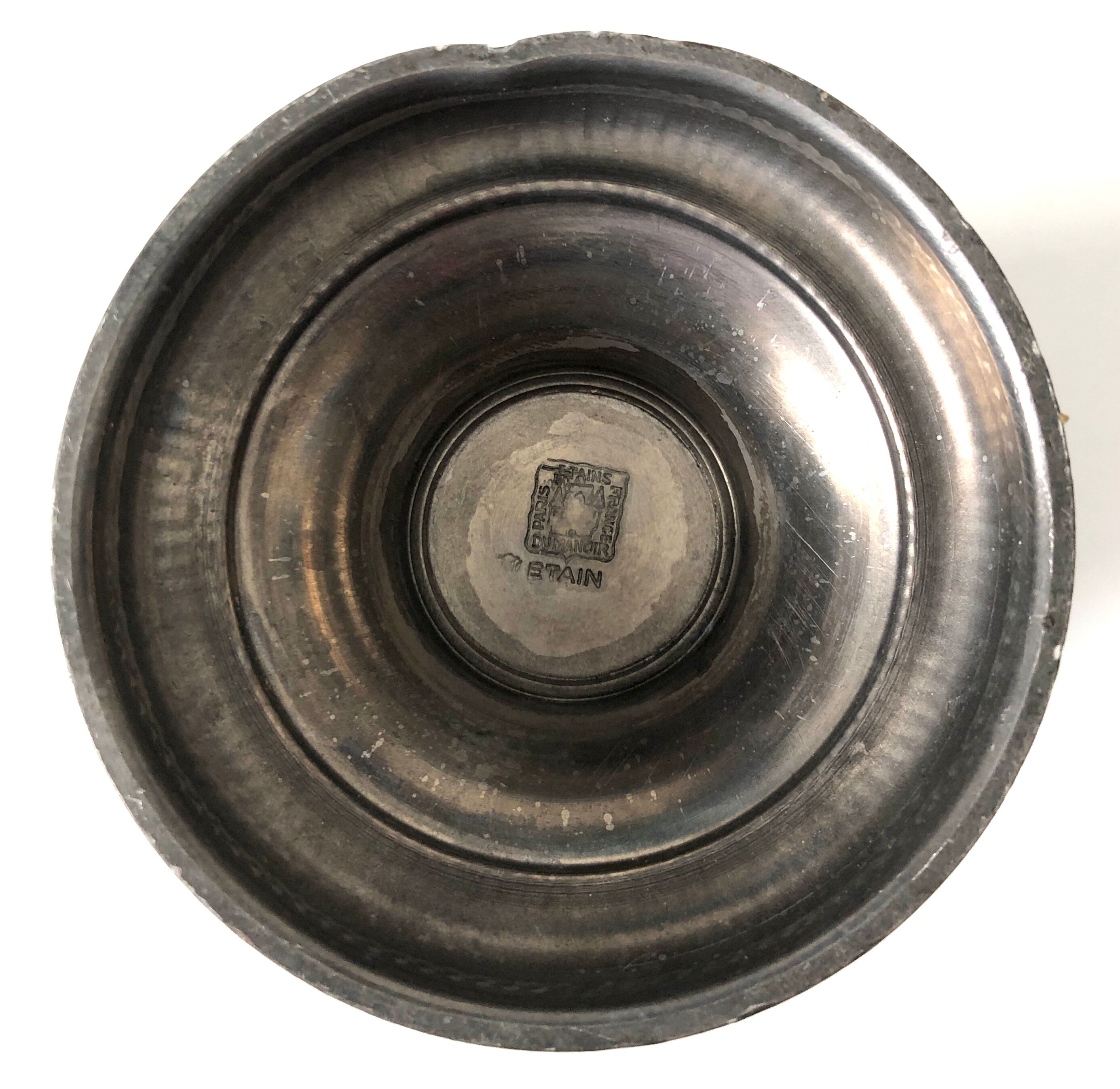 Stamped grey pewter antique vase