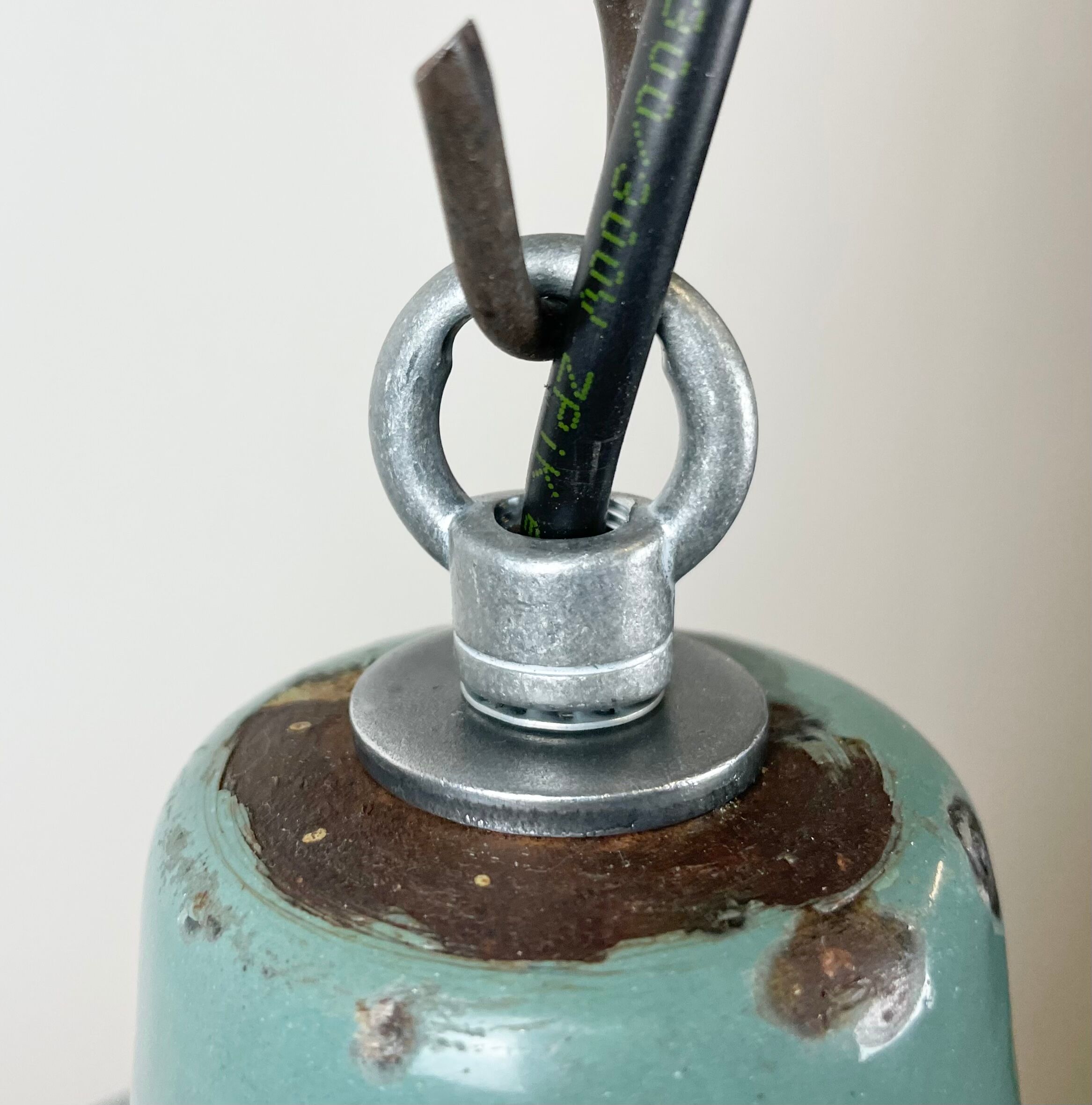 Industrial petrol enamel pendant lamp, 1960s