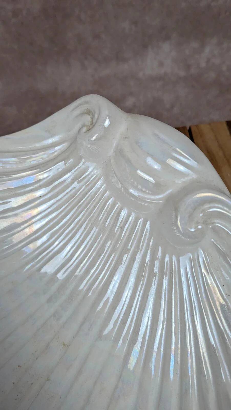 Large antique shell-shaped dish – iridescent finish