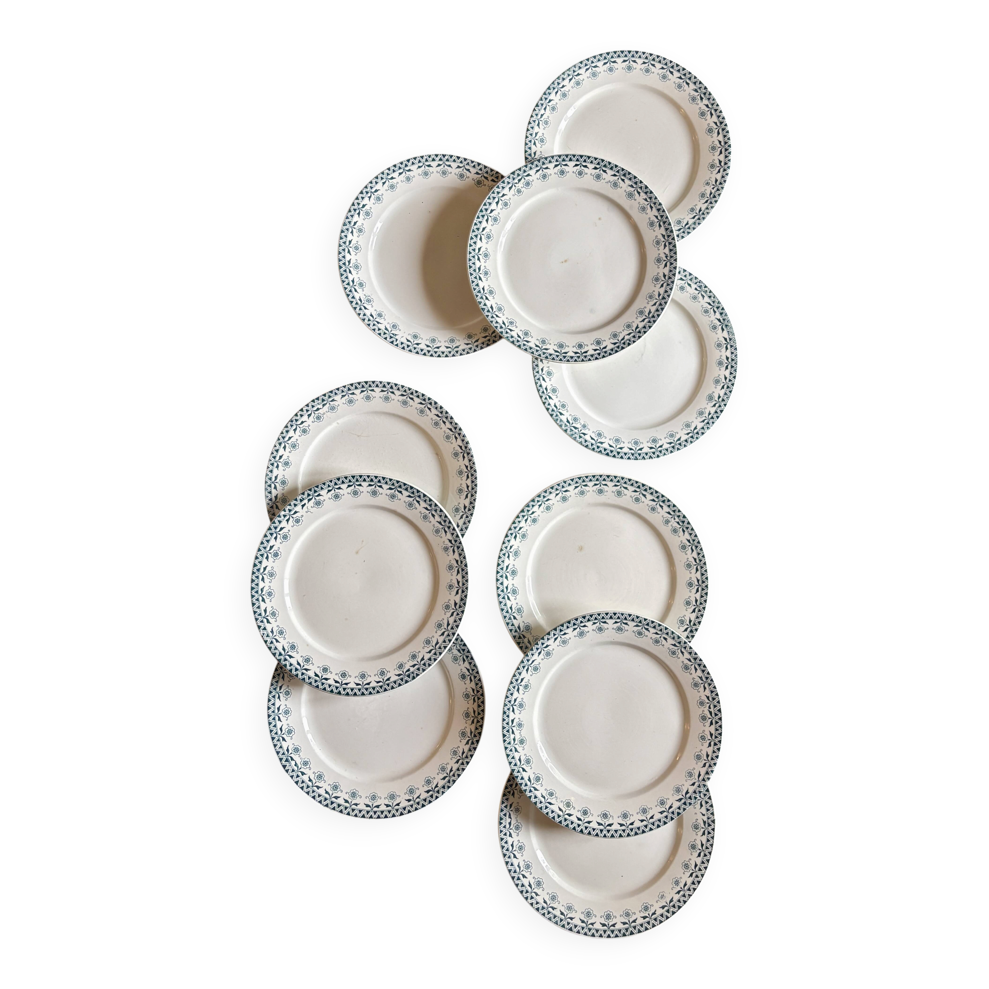 Set of 10 vintage ironstone plates by Henry of Sarreguemines.