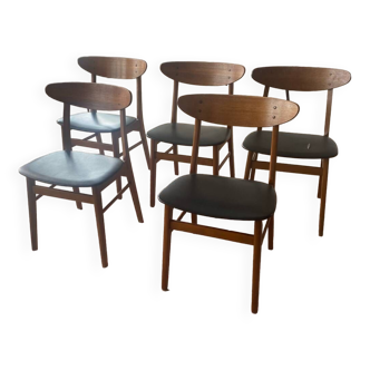 5 chaises en tek danoises