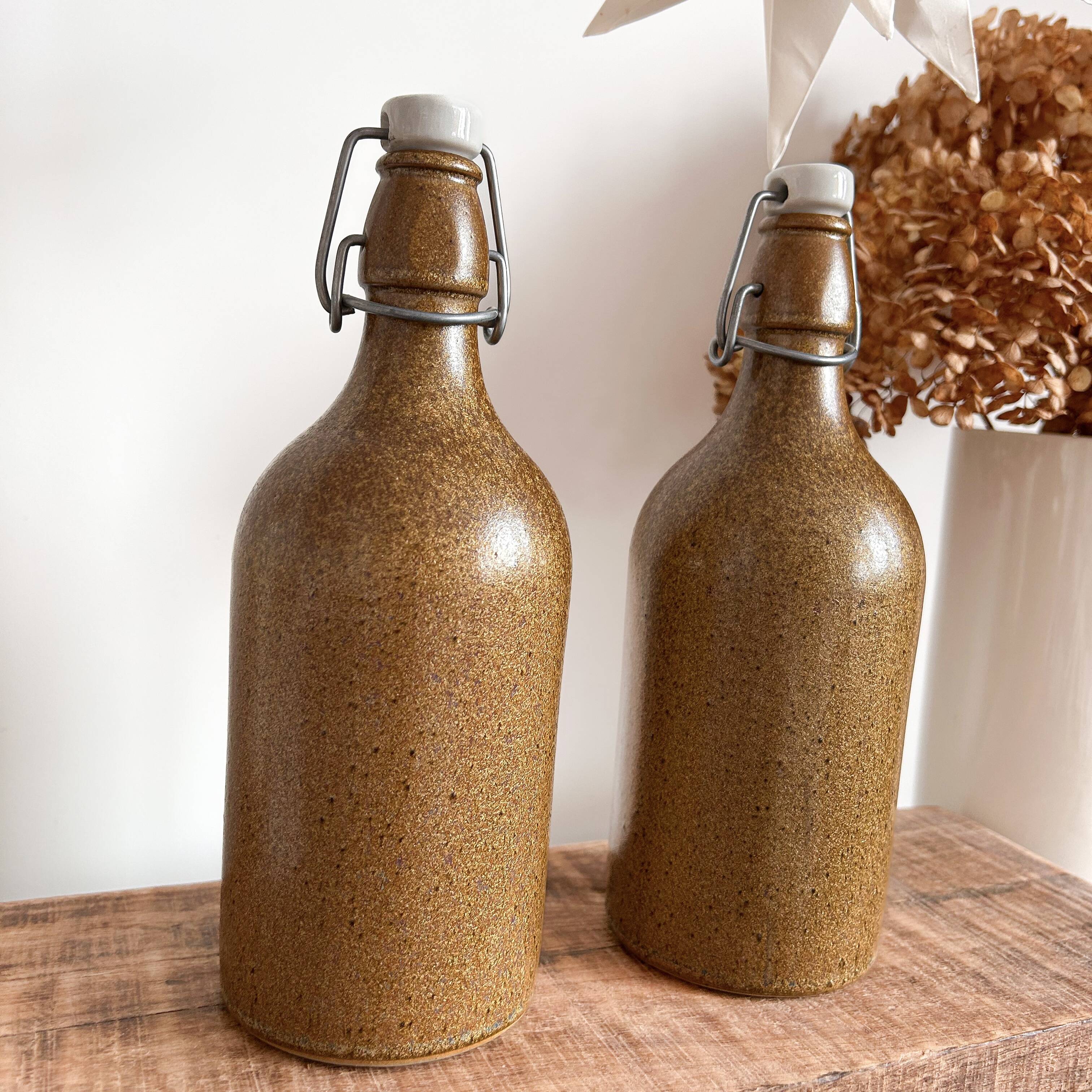 Brown stoneware bottle