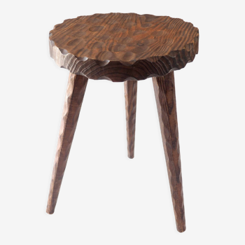 Tripod stool raw wood